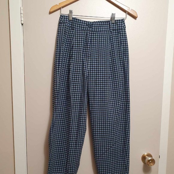 BNWT Frank and Oak The Gingham Amelia Balloon Pant - Navy - 4 - Picture 4 of 8